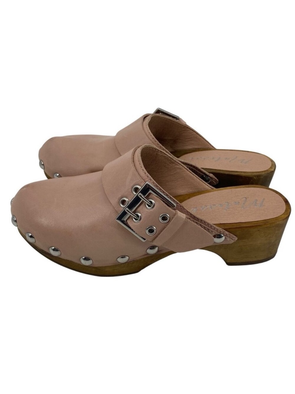 Matisse London Clog Size 5 Dusty Pink Leather Chunky Wooden Platform Studded